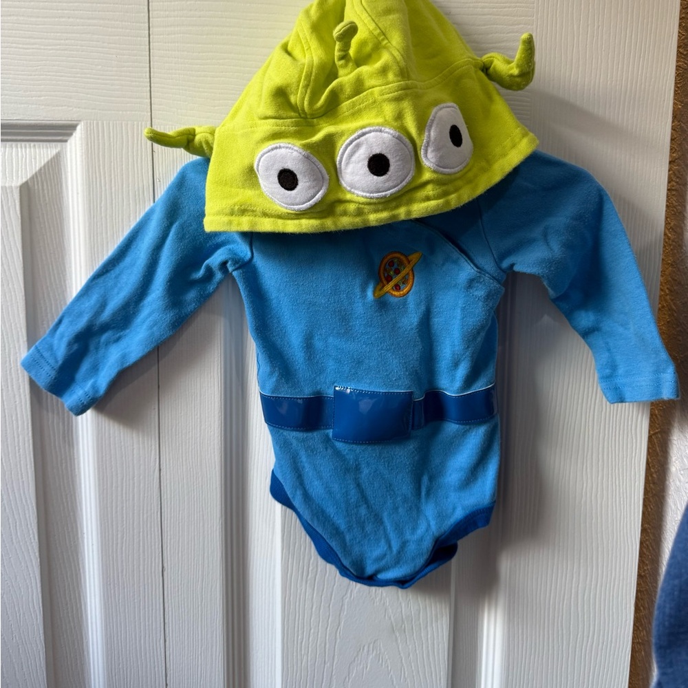 Alien Hooded Baby Onesie in Blue and Green